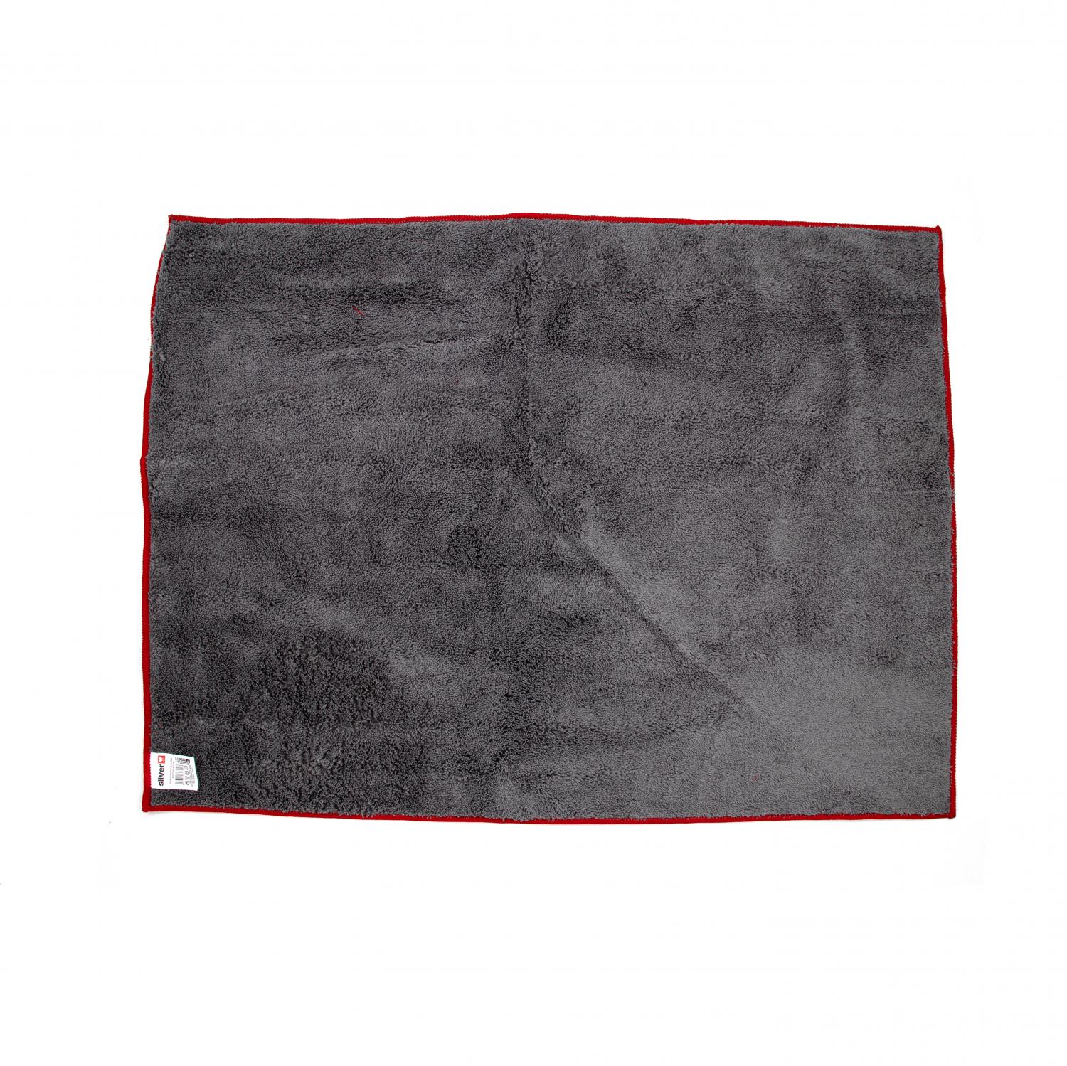 MFT 390 gsm 50x70 cm Havlu Mikrofiber Overloklu-Gri (Kırmızı Overloklu)